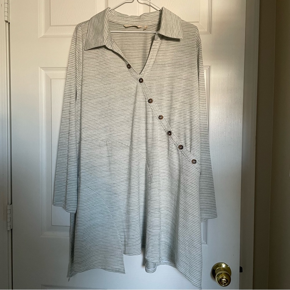 Soft Surroundings Tamara tunic plus size 3X peplum asymmetric hem v-neck